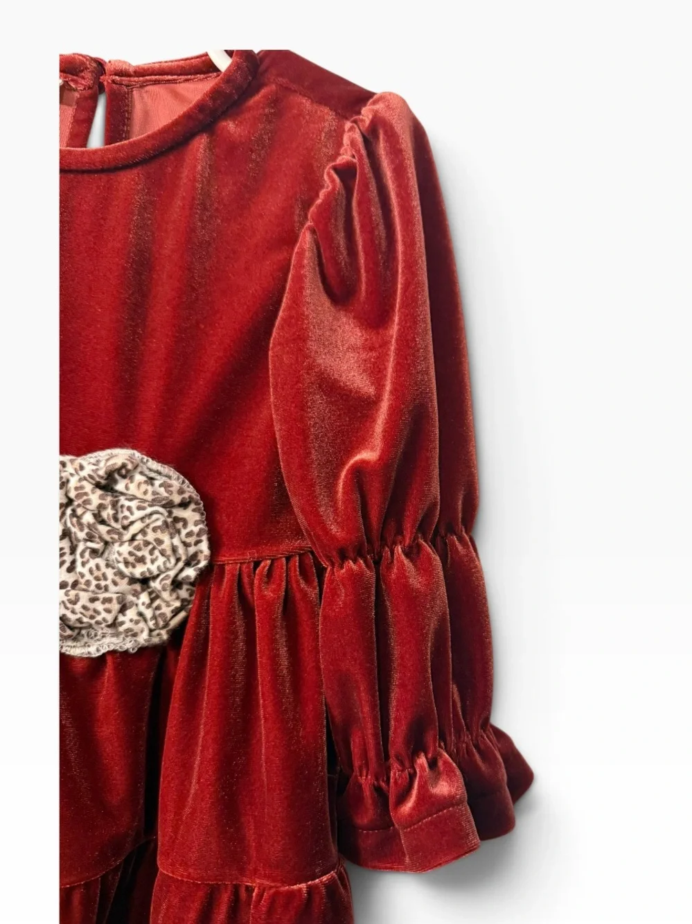 Girls dress by Bonnie Jean in deep red with a velvet feel to it Size 5T